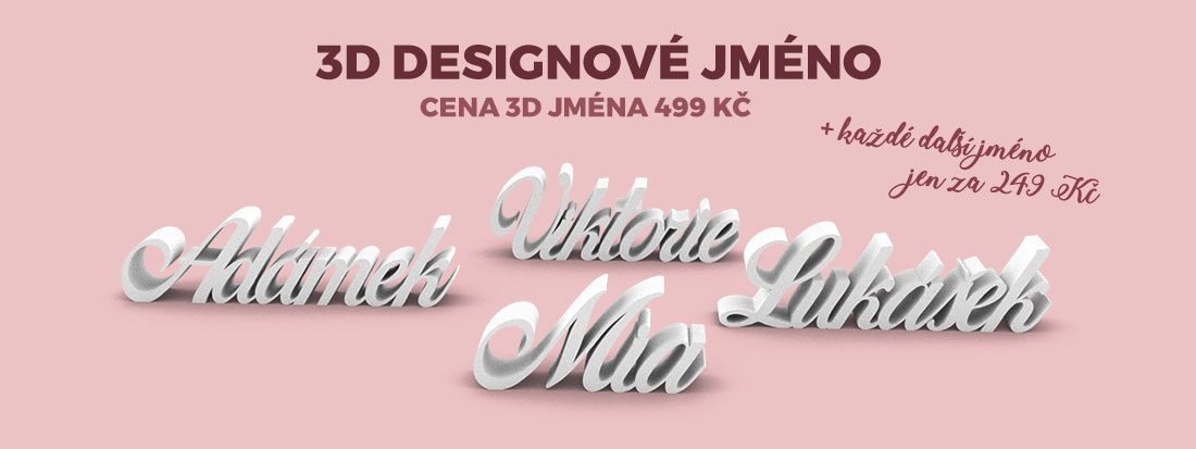 Vyzdobte pokojíček vašeho miminka 3D designovým jménem. Každé další jméno se slevou 50%.