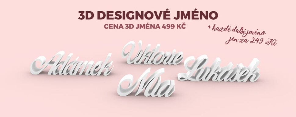 Vyzdobte pokojíček vašeho miminka 3D designovým jménem. Každé další jméno se slevou 50%.